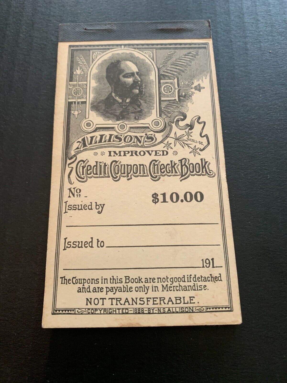 Vintage circa 1910 Allison\'s Credit Coupon Check Book General Store