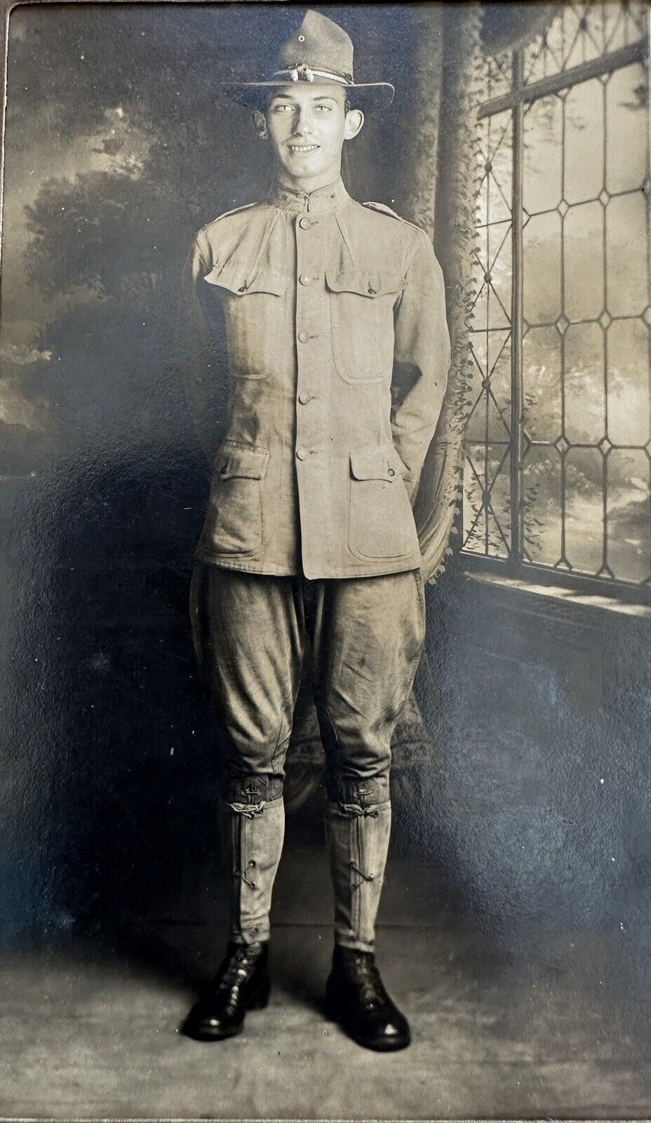 Vintage WWI Era Cabinet Card - Portrait of a Handsome Uniformed Soldier