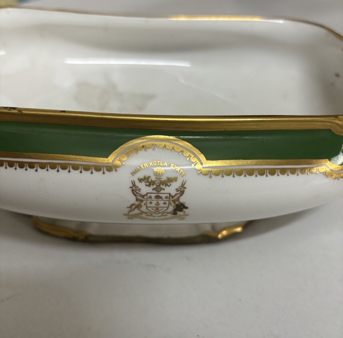 Vintage MalerKotla Porcelain Bowl Antique Gold Osler India Rare Collectible