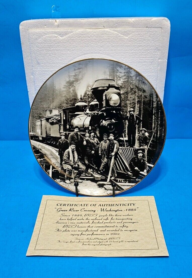 Vintage BNSF Railway Safety Award Plate Green River Crossing 1885 Railroad Train