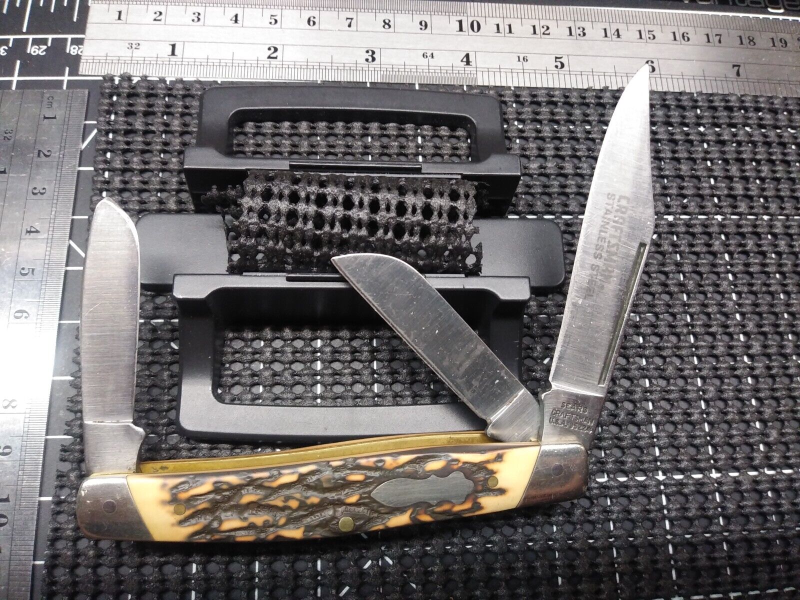 Vintage 1970\'s-80\'s Sears Craftsman USA #95224 (3) Blade Stockman Pocketknife