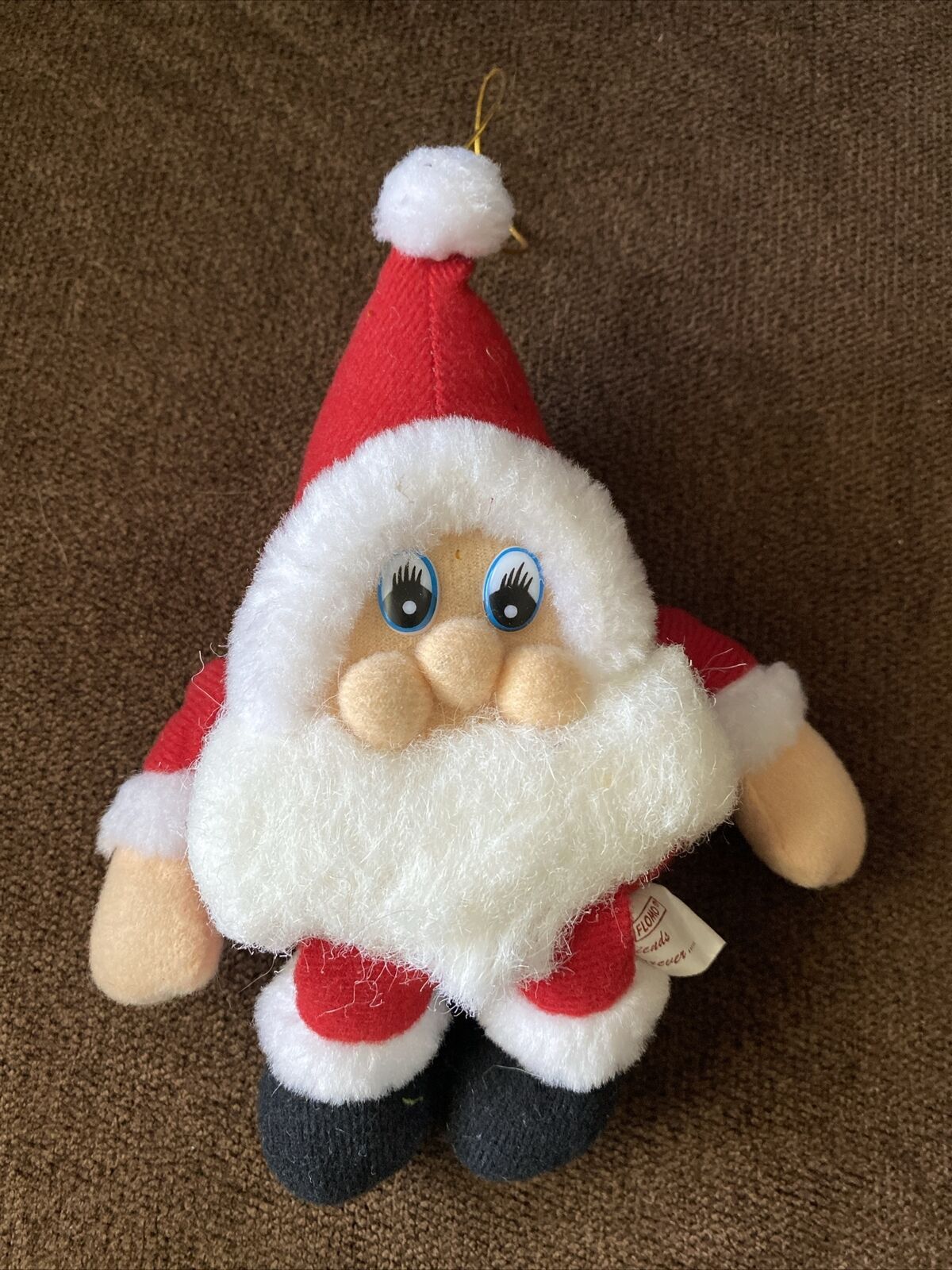 Vintage RARE Santa Claus FLOMO Forever Friends Plush Toy Christmas Ornament 7”