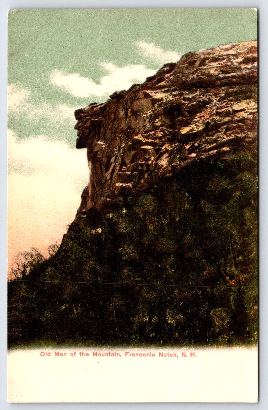 Franconia Notch, NH, Old Man Of The Mountain, Rock Formation, Vintage Post Card