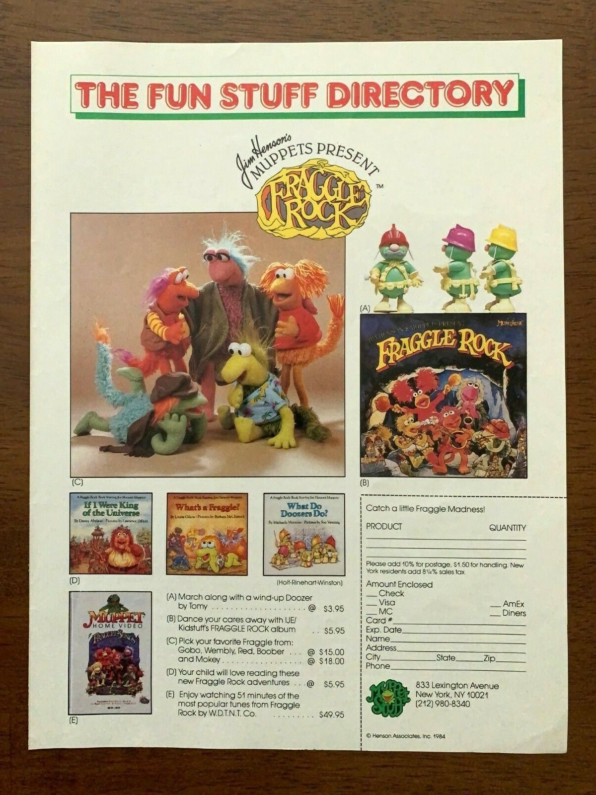 1984 Muppet Fun Stuff Fraggle Rock Vintage Print Ad/Poster Retro Art Decor   