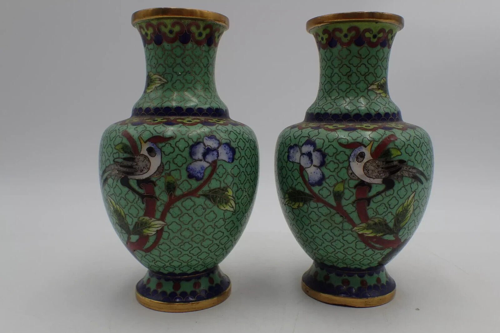 pair of vintage vintage cloisonné vases from china