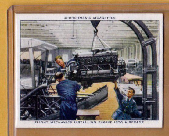1937 Churchman The RAF At Work #20 Installing Engine into Airframe / NM cond.