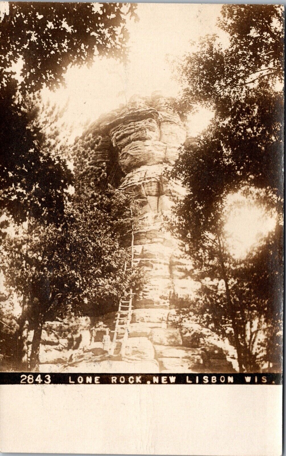 Real Photo Postcard Lone Rock in New Lisbon, Wisconsin~131237