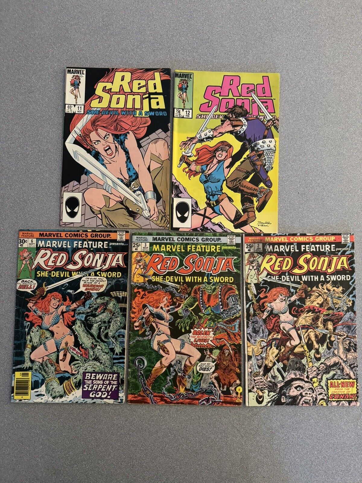 Marvel Feature Red Sonja Lot Issue #2, #3, #6, #11, And #12. In Decent Condition