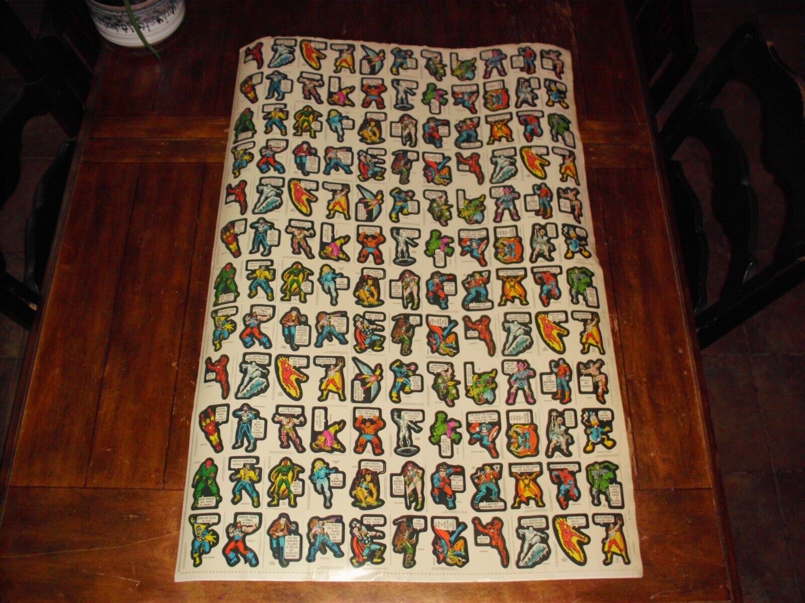 VINTAGE MARVEL TOPPS STICKERS UNCUT SHEET GIGANTIC NEARLY 4 FT. 43\