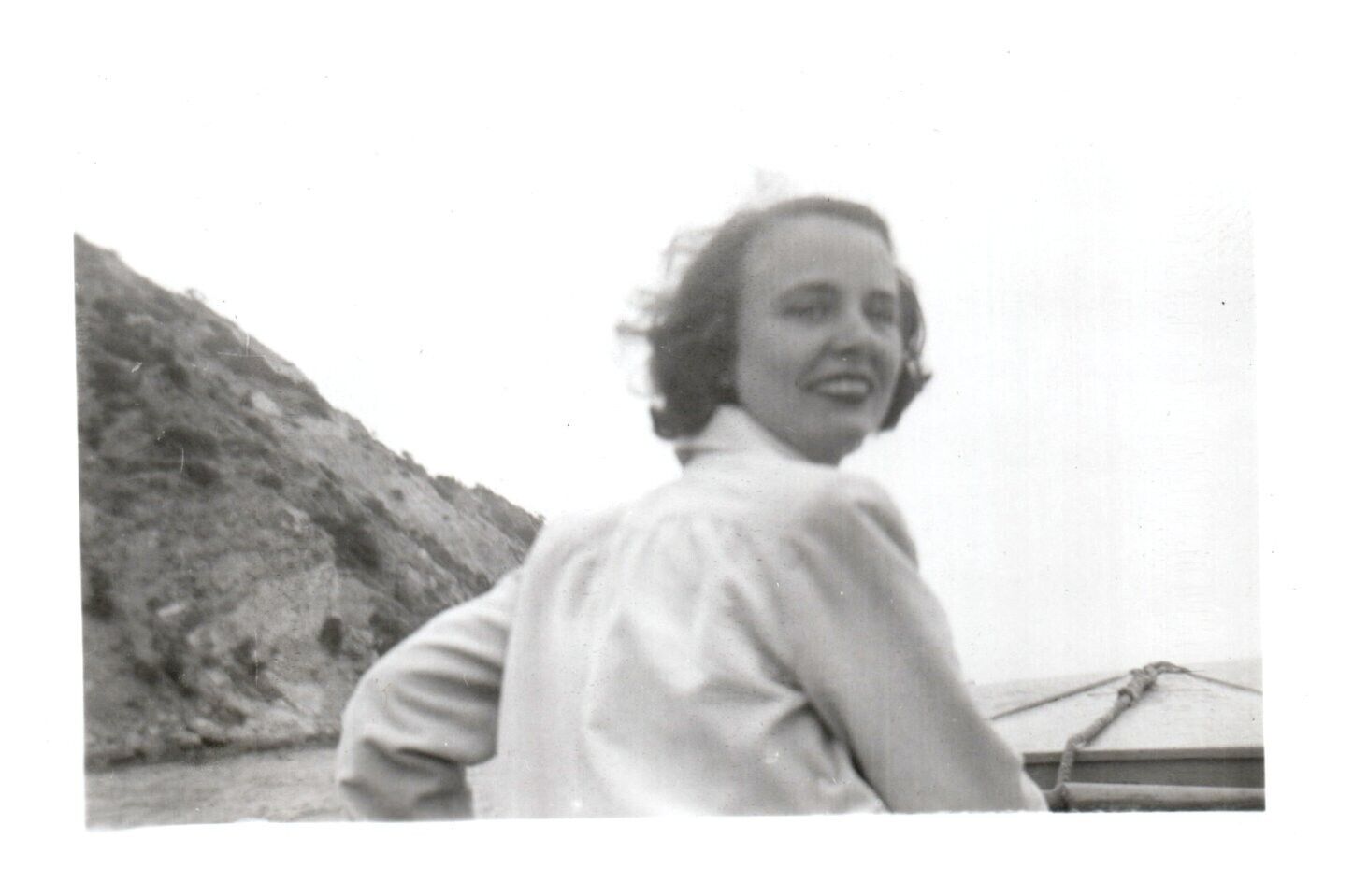1950s American Girl Candid Boatside Vintage Photo Snapshot California