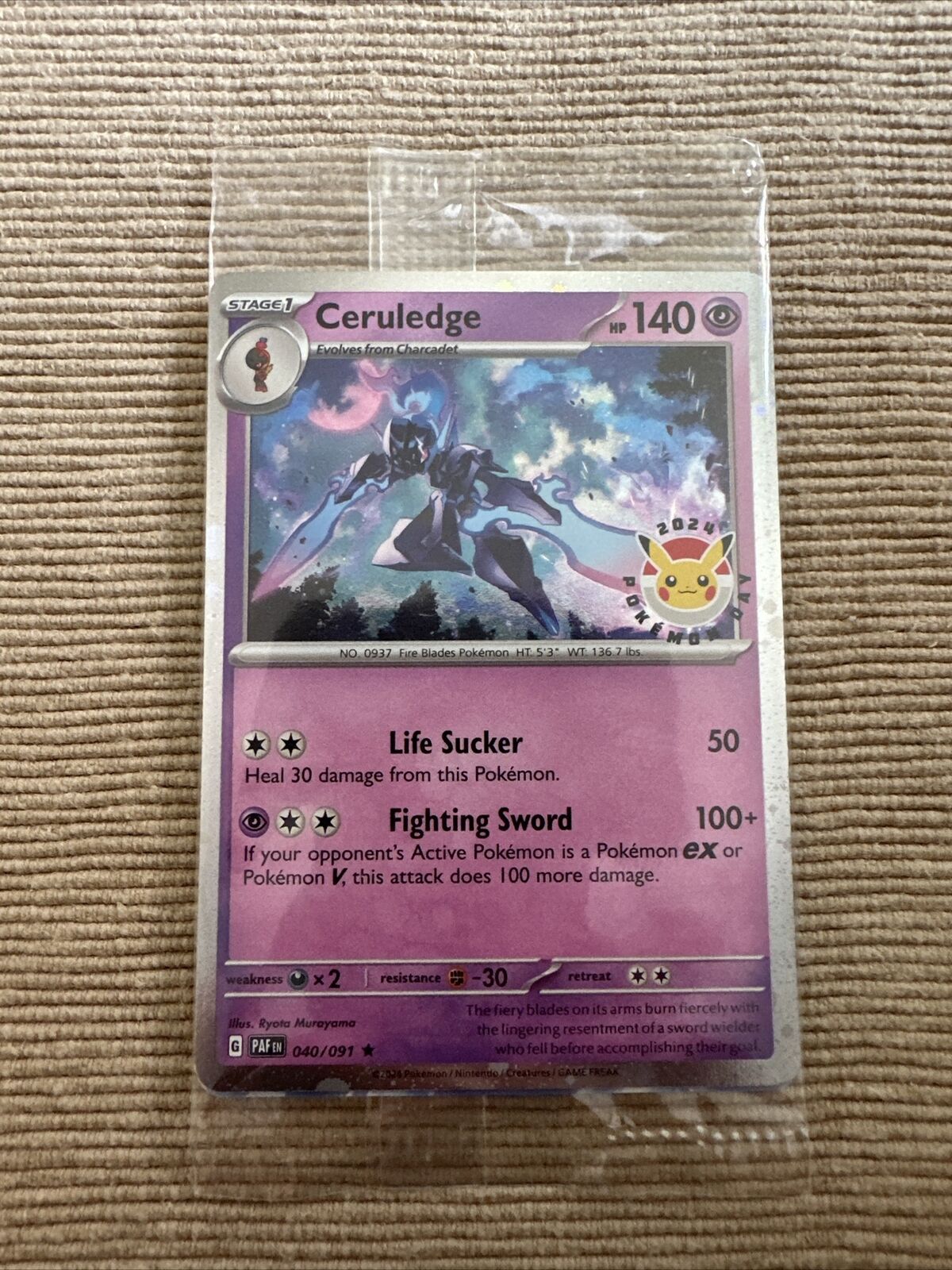 040/091 Ceruledge - Pokemon Day Stamped - Rare - Pokemon Card TCG