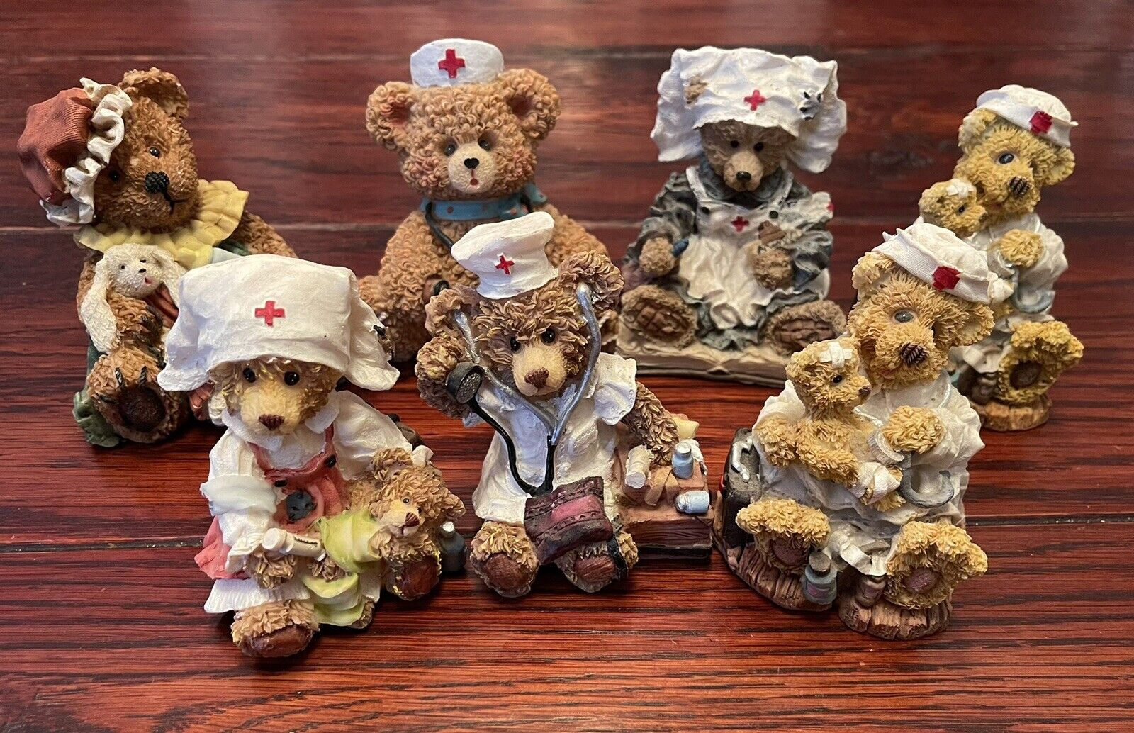 K’s Collection Medical Themed Bears.Care Giver/Nurse.Vintage Lot of 7 MothersDay