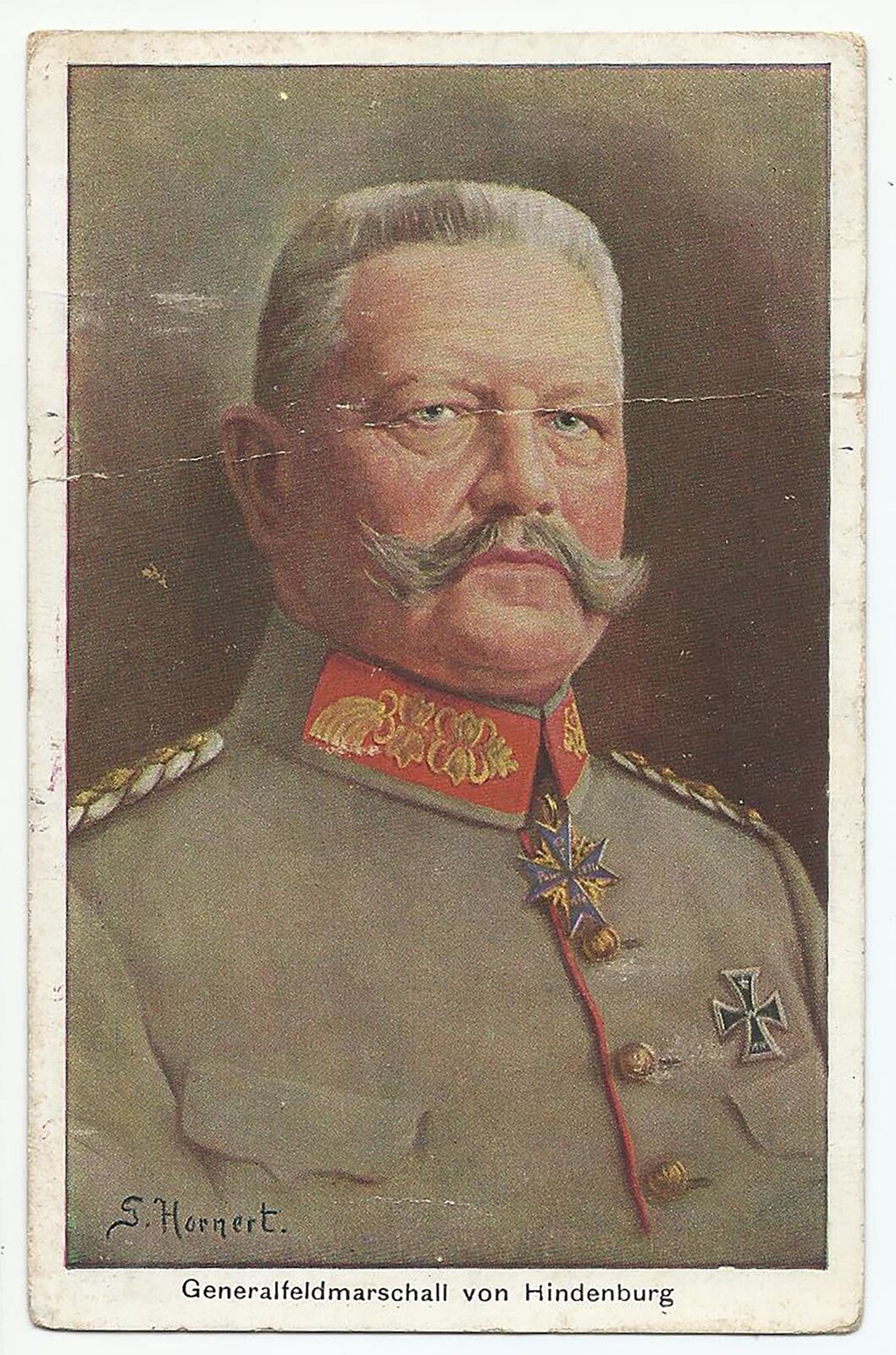 General Hindenburg, WWI Picture Postcard, Bulgarian-Ottoman Censorship, 1916