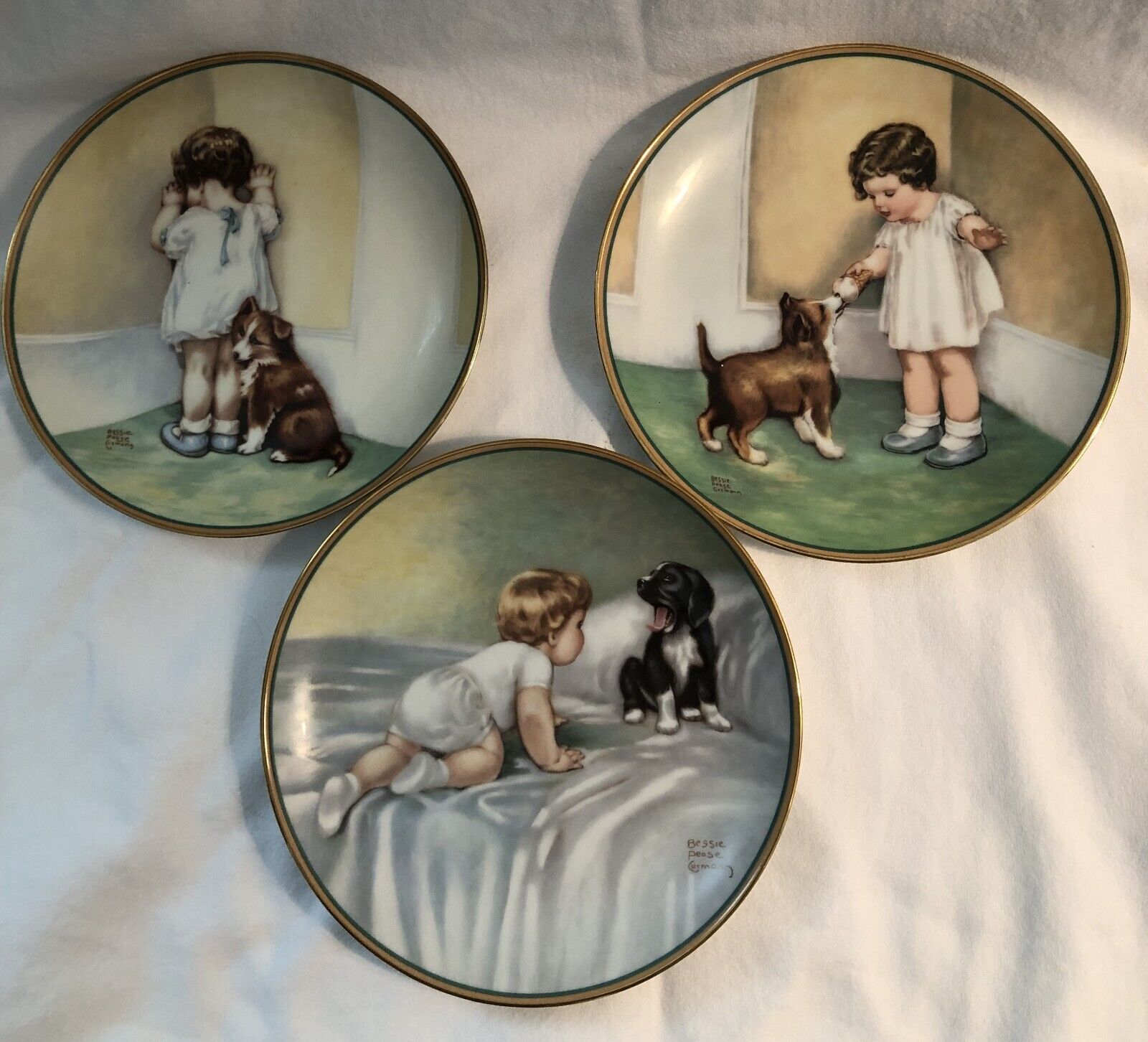 3 Hamilton Collection Bessie Pease Gutmann A Child\'s Best Friend Porcelain Plate