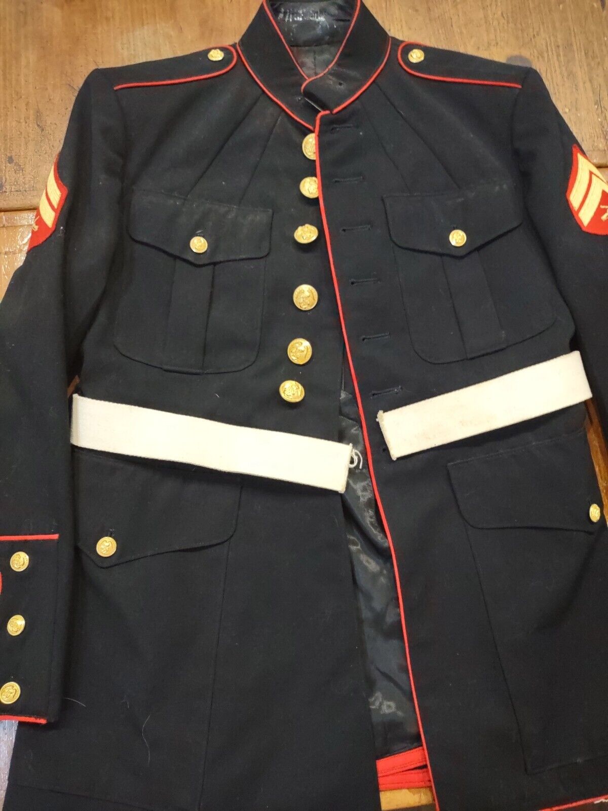 USMC Marine Corp Private Dress Blues Blouse Jacket w Buttons Size  Large