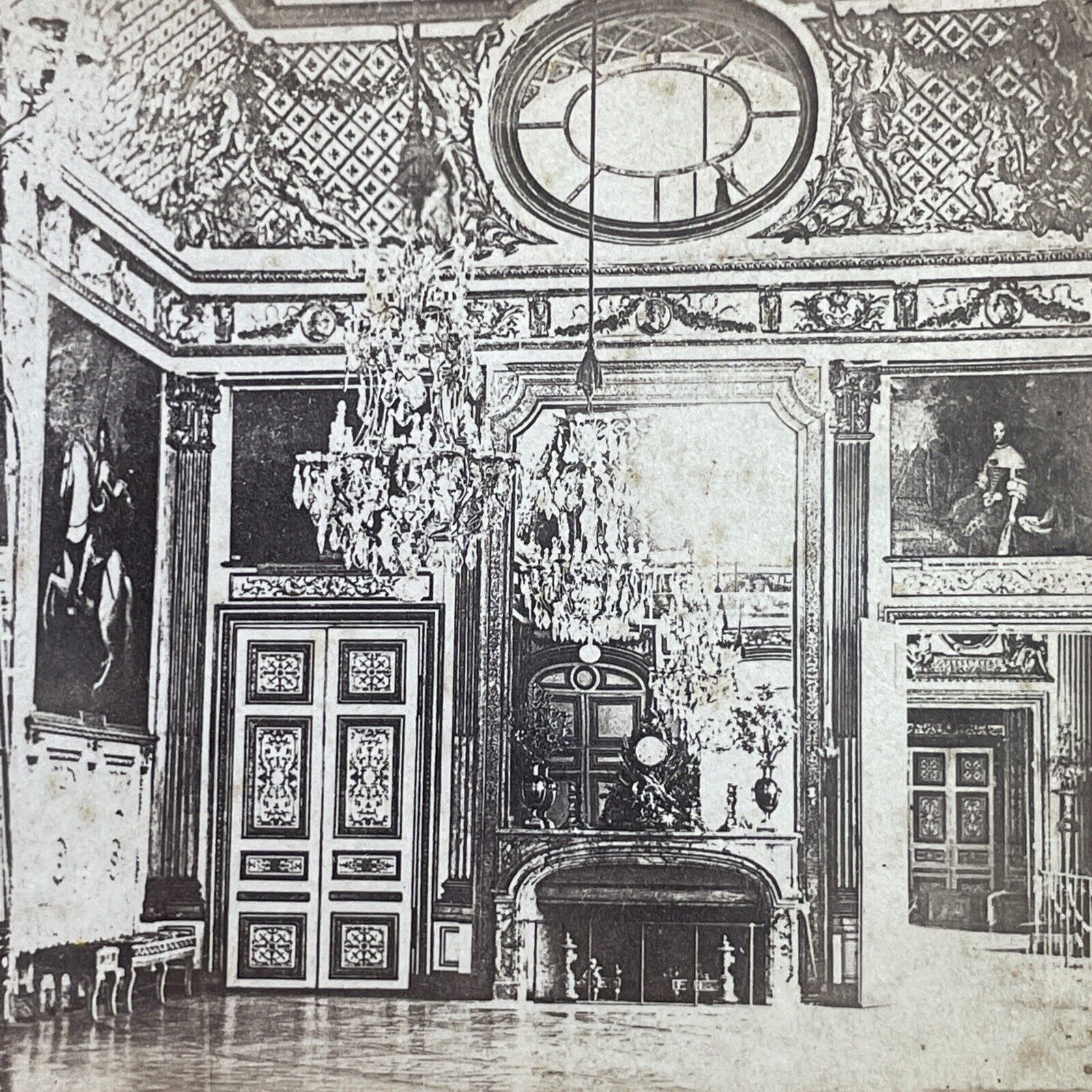 Antique 1865 Salon Des Marechaux Tuileries Palace Stereoview Photo Card P1185