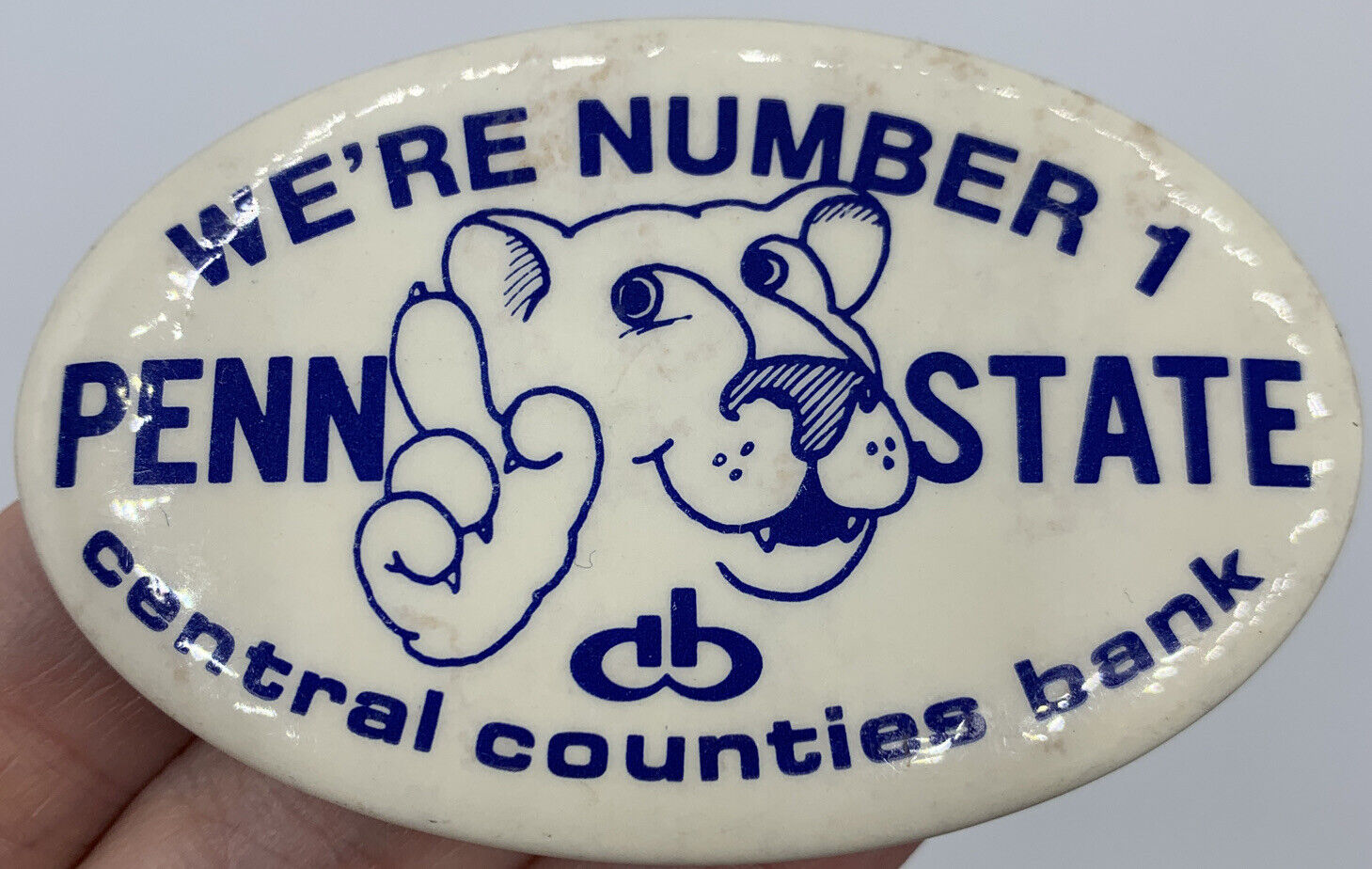 Penn State University College Pin Number 1 Central Bank 2.75” Football Vintage