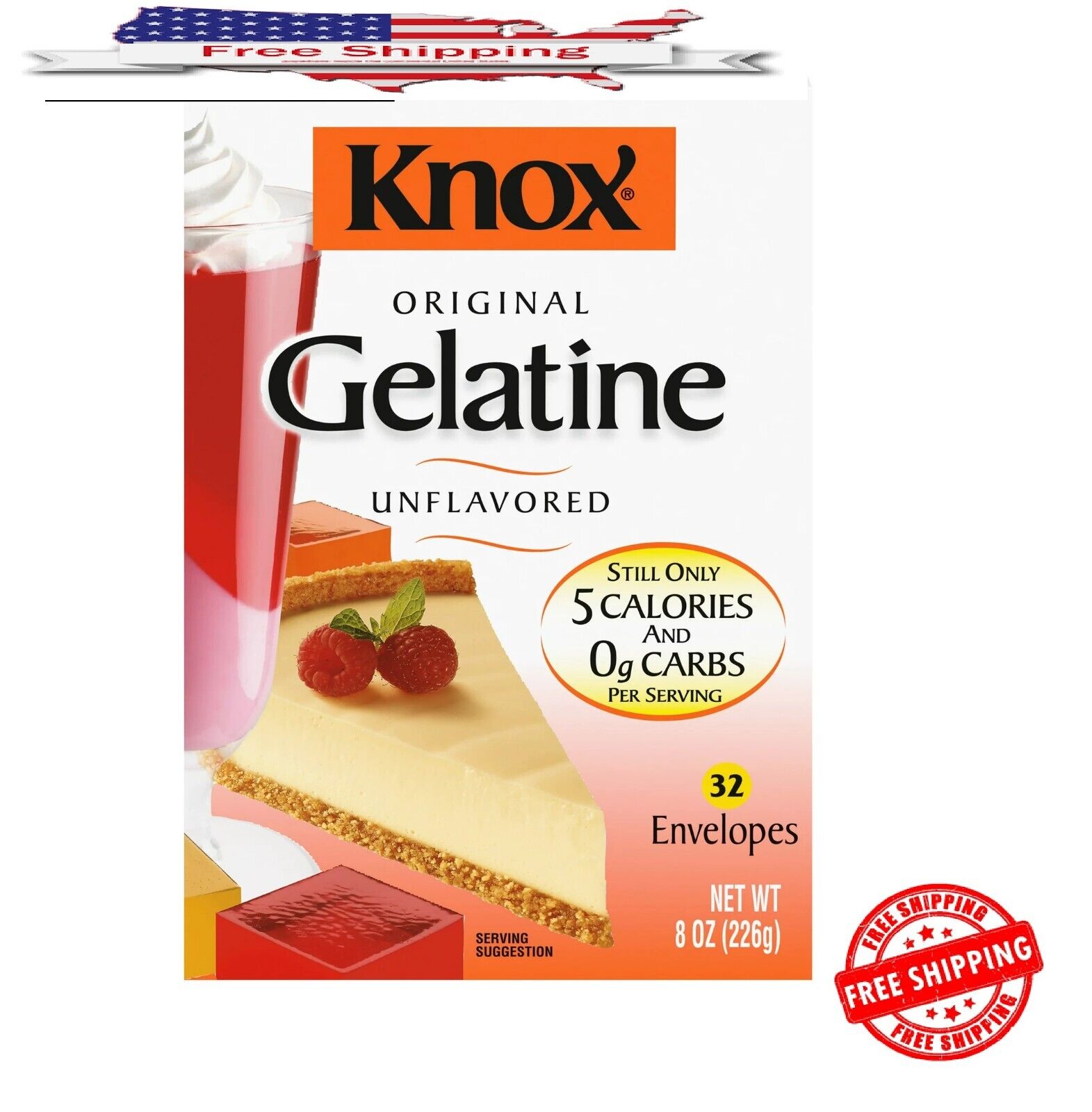 Knox Original Unflavored Gelatin, 32 ct Packets  NEW
