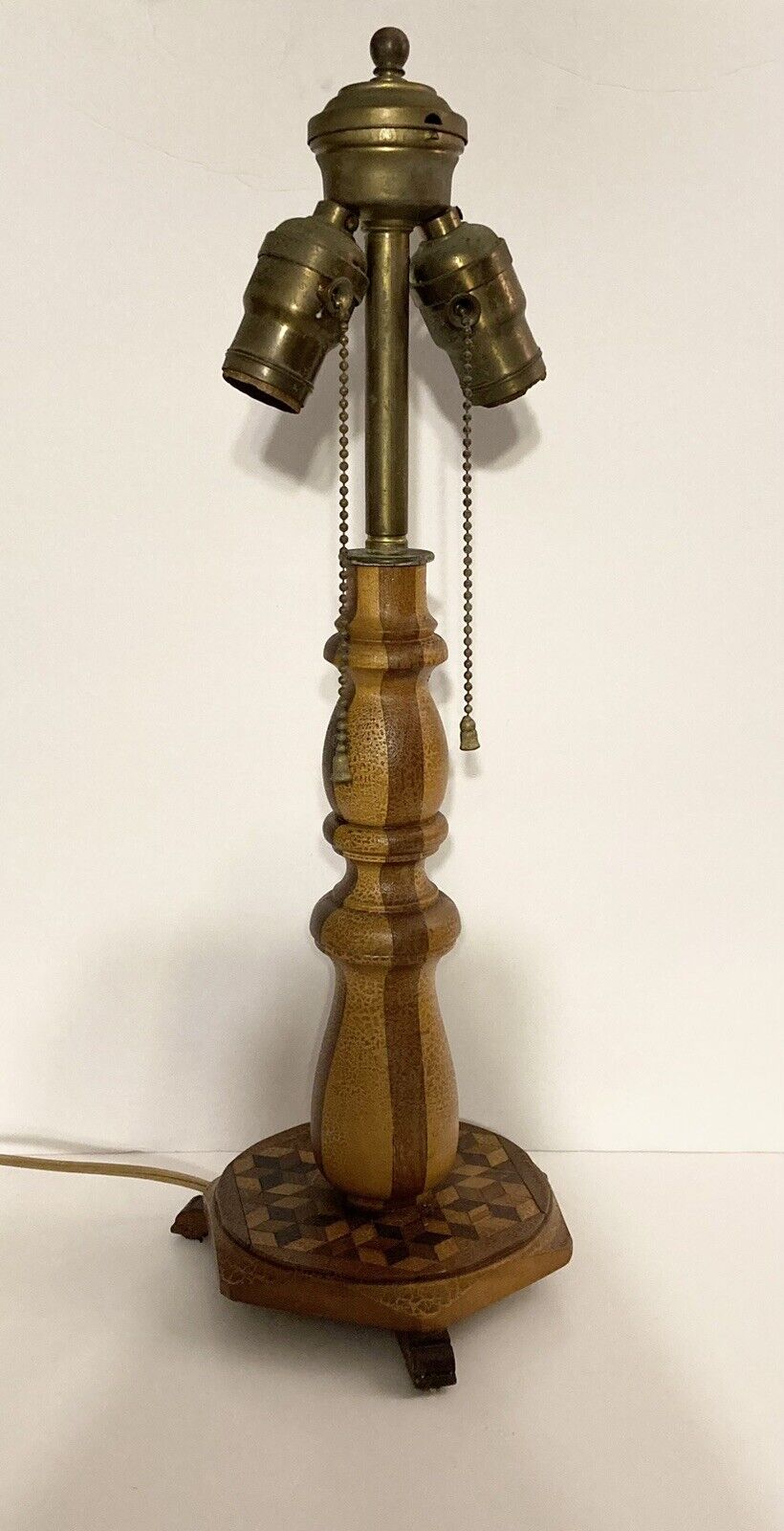 Vintage Antique Metal And Wood Table Lamp 