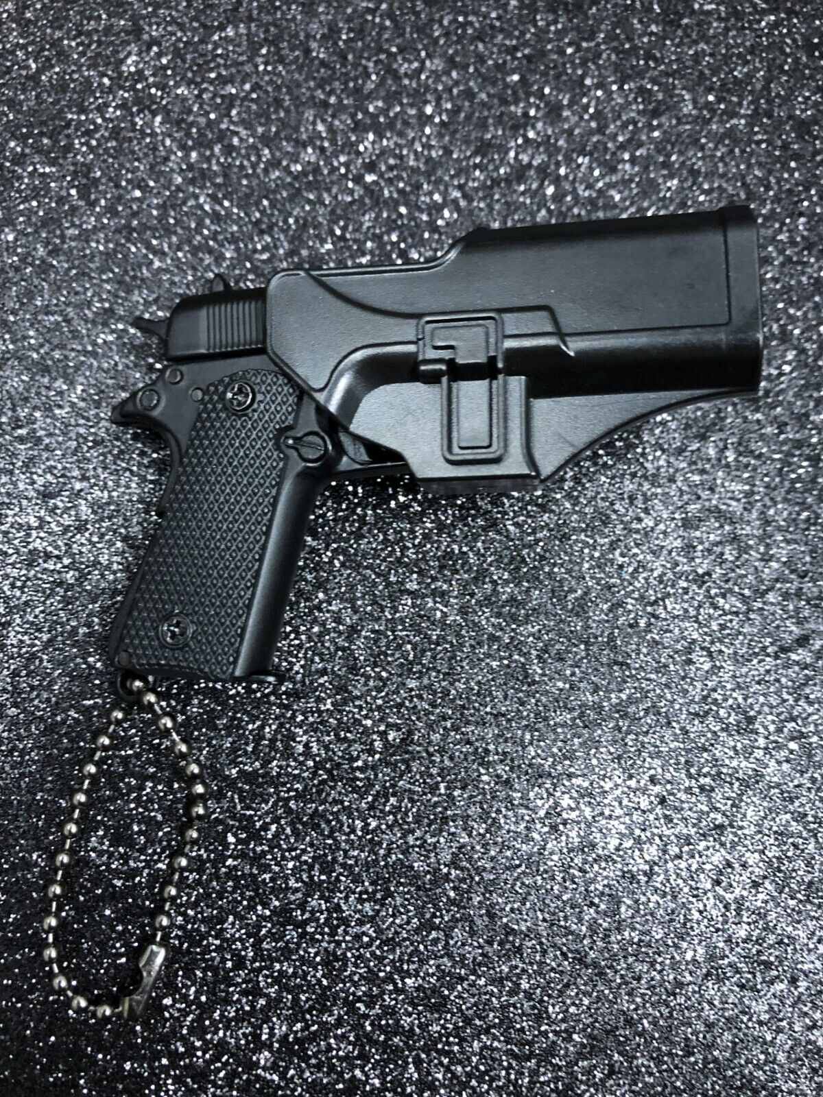 Detachable Metal Keychain Gun Model 1911 Black with Plastic Holster - USA Seller
