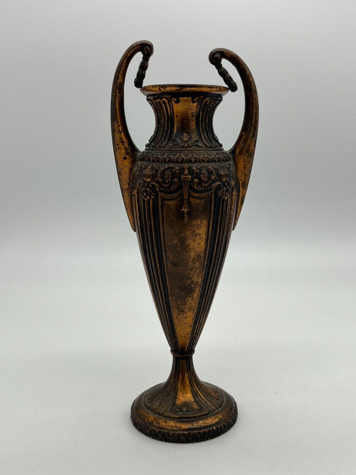 Vtg Antique Jennings Brothers 1937 Vase Urn Bronze Coated Art Nouveau 8.5\