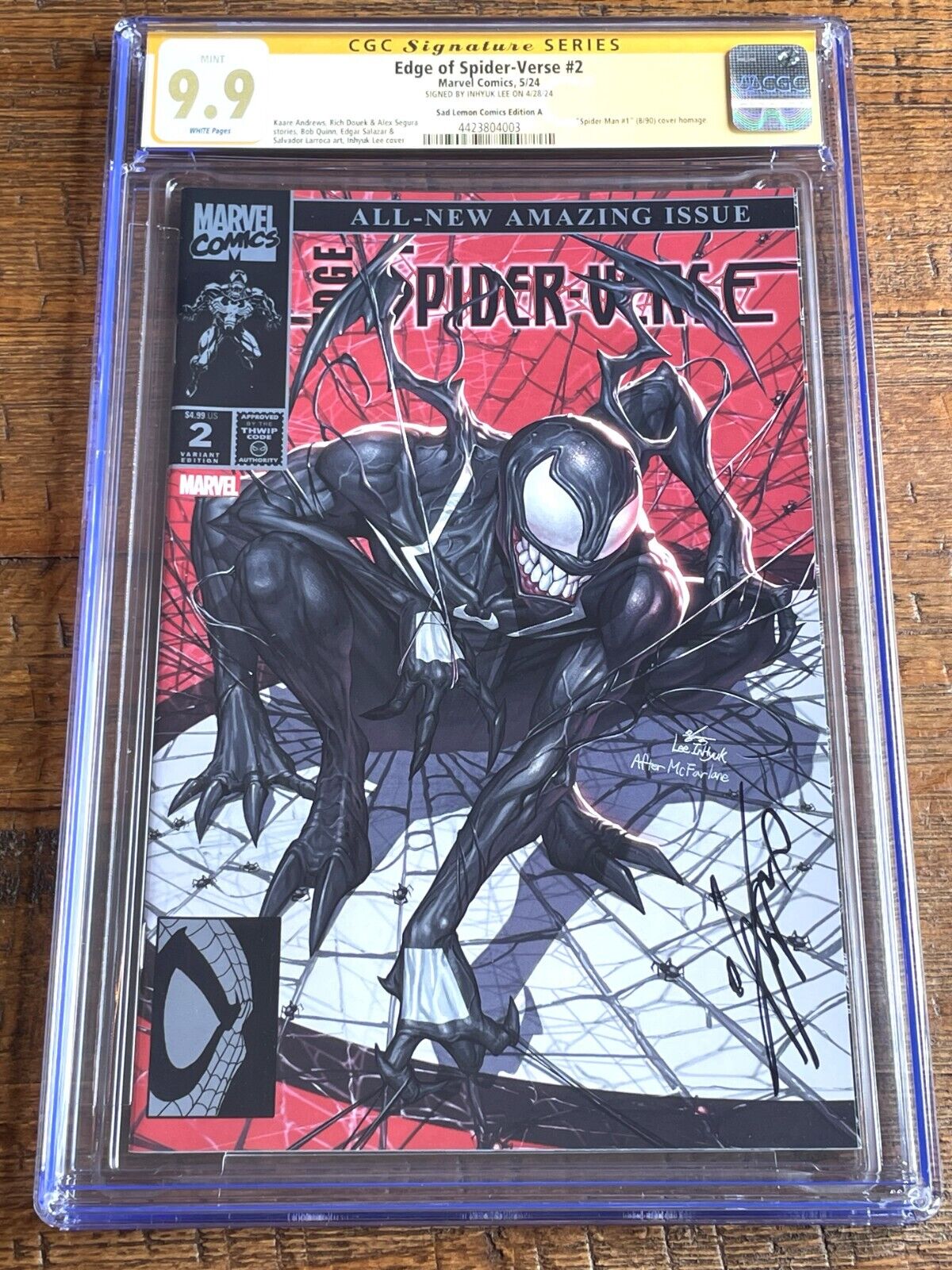 EDGE OF SPIDER-VERSE #2 CGC SS 9.9 INHYUK LEE SIGNED TRADE VARIANT NOT 9.8 WOW