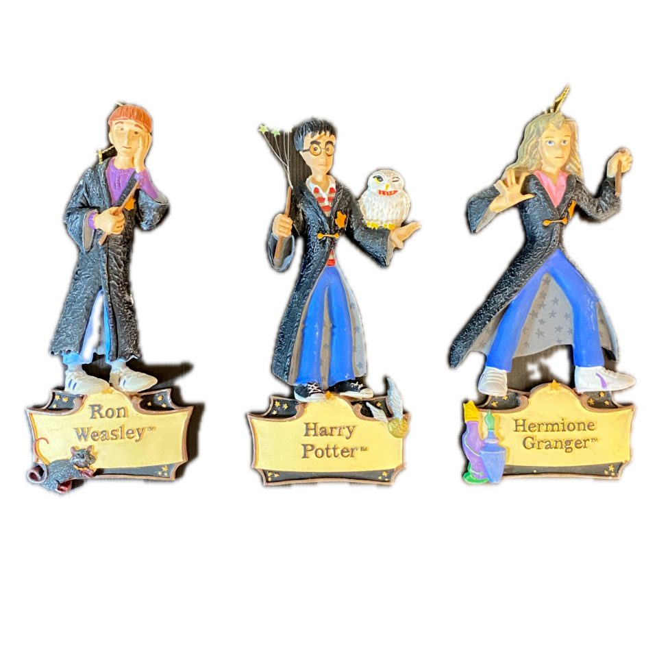 Harry Potter Vintage Christmas Ornaments Warner Brothers 2000 Ron Hermione