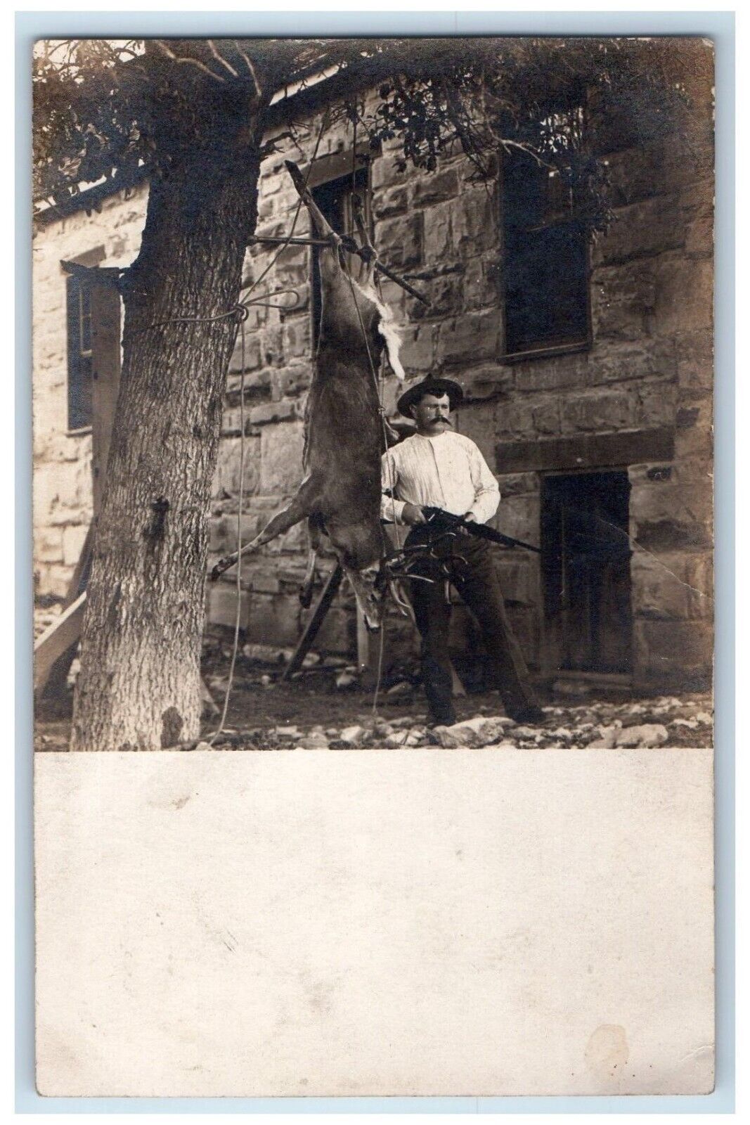 c1905 Hunting Deer Buck Mexican Rifle Fort Clark Texas TX RPPC Photo Postcard