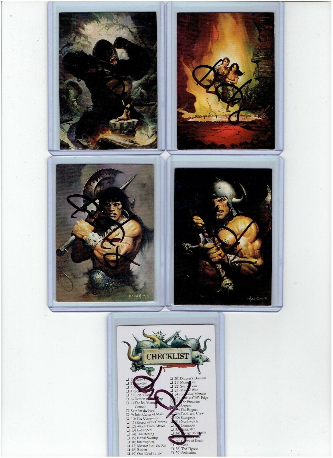 Ken Kelly Signed Series 1 Fantasy Art Trading Cards #86 - #90 1992 FPG