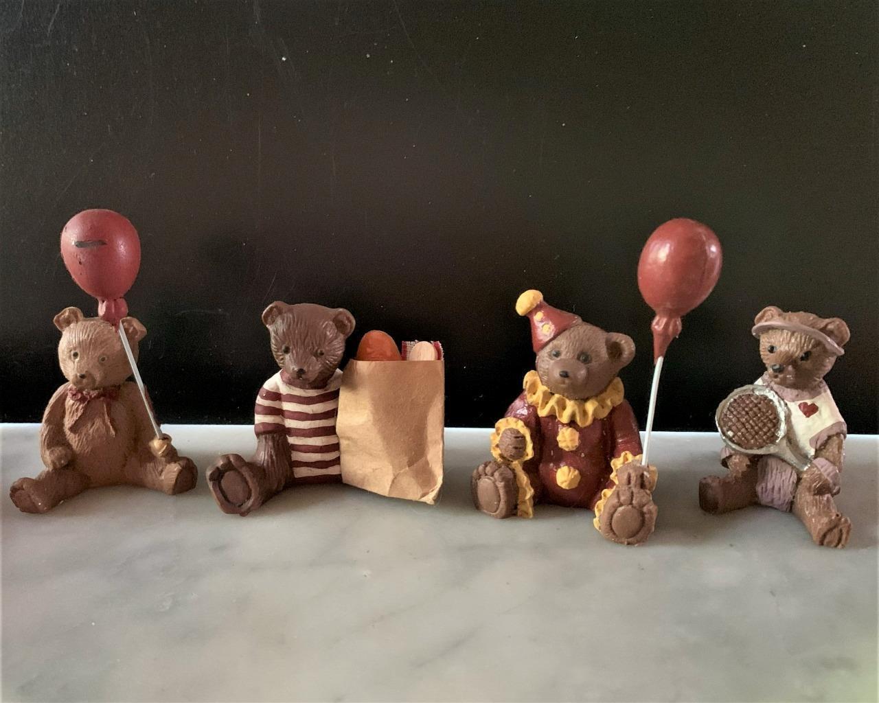 Vintage Resin Teddy Bears - 1980 – NOS – Set of 4