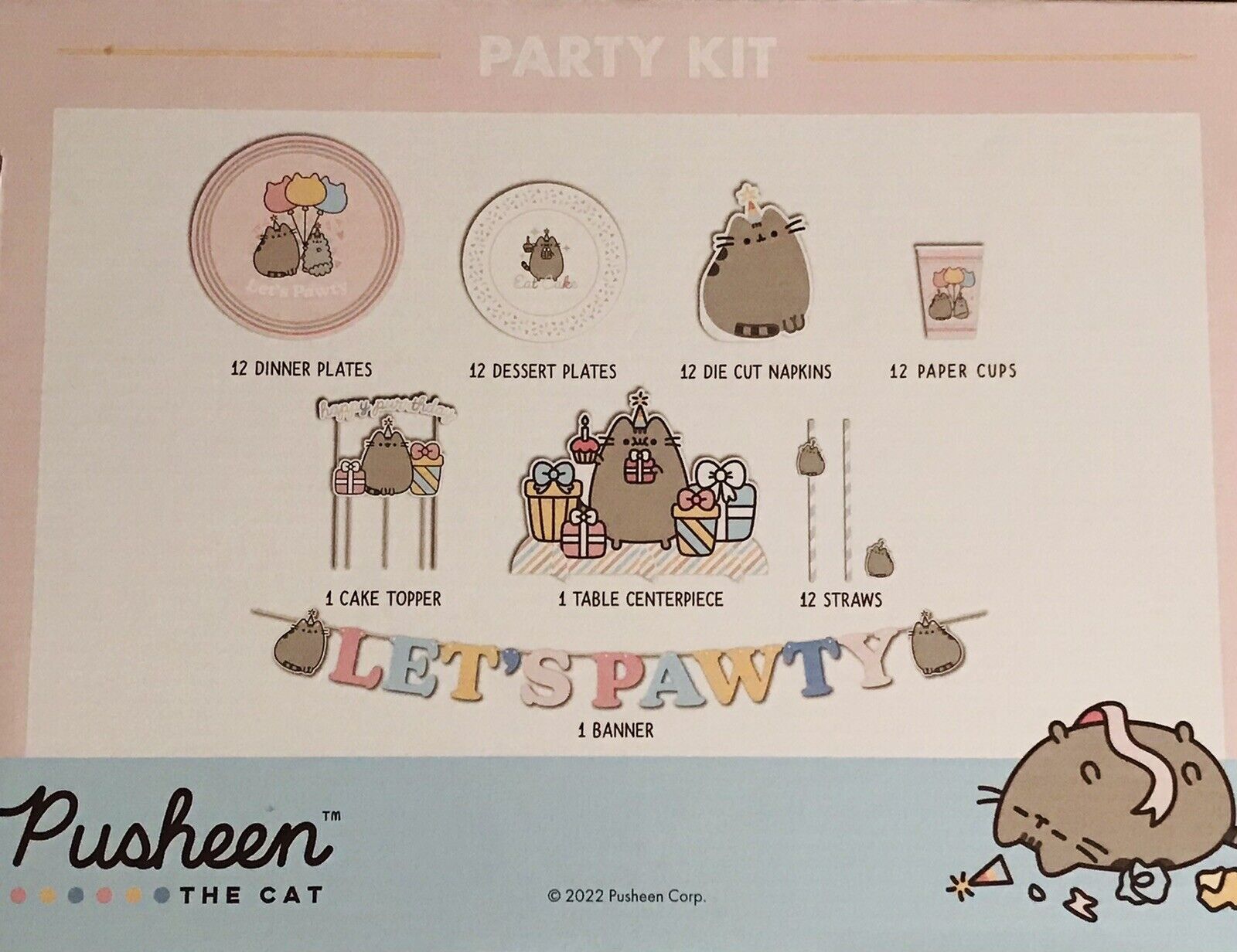 Pusheen The Cat “Let’s Pawty” 2022 Pusheen Corp Party Kit Celebrate Any Occasion