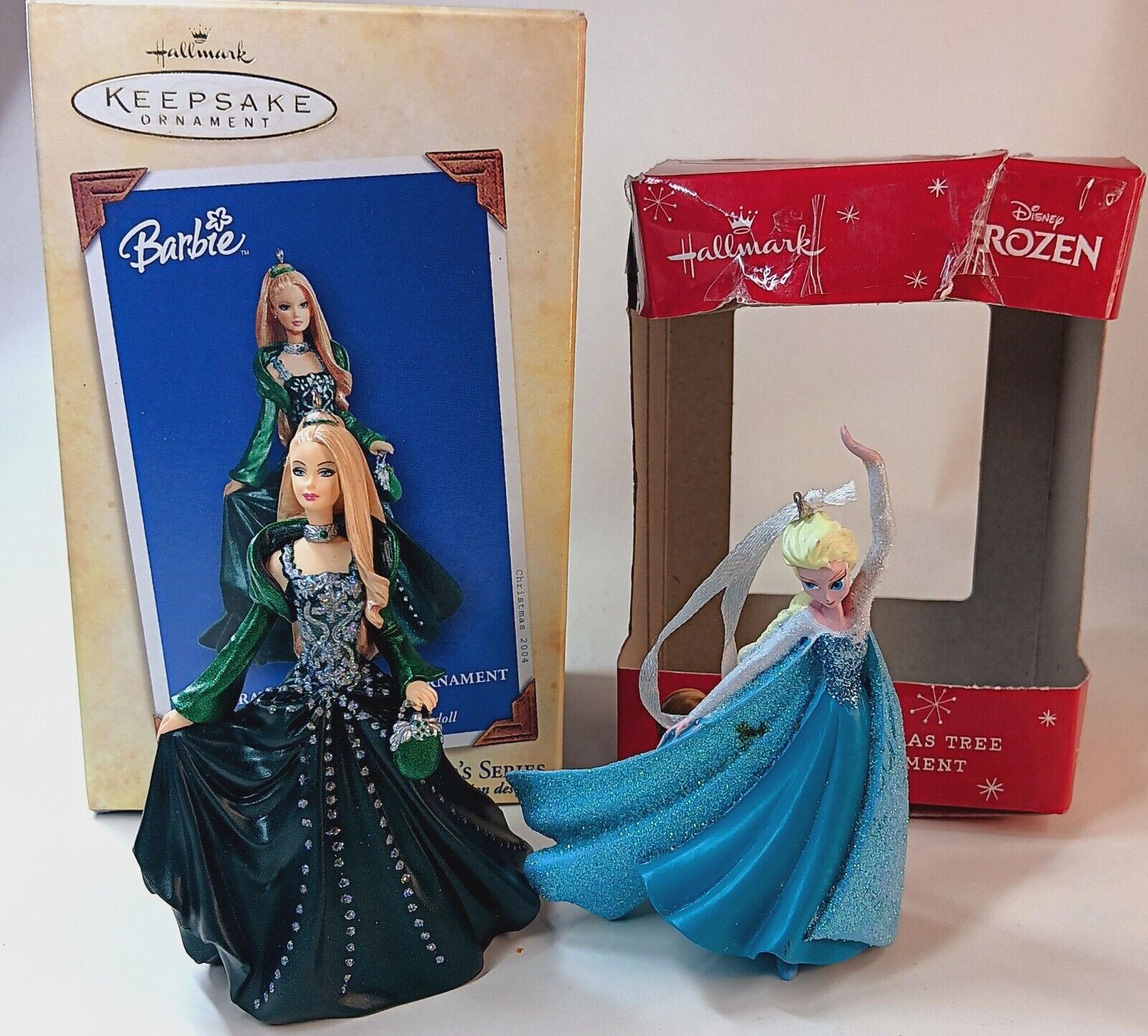 2 Hallmark Keepsake Disney Christmas Ornaments Barbie Elsa SHIPS FREE 