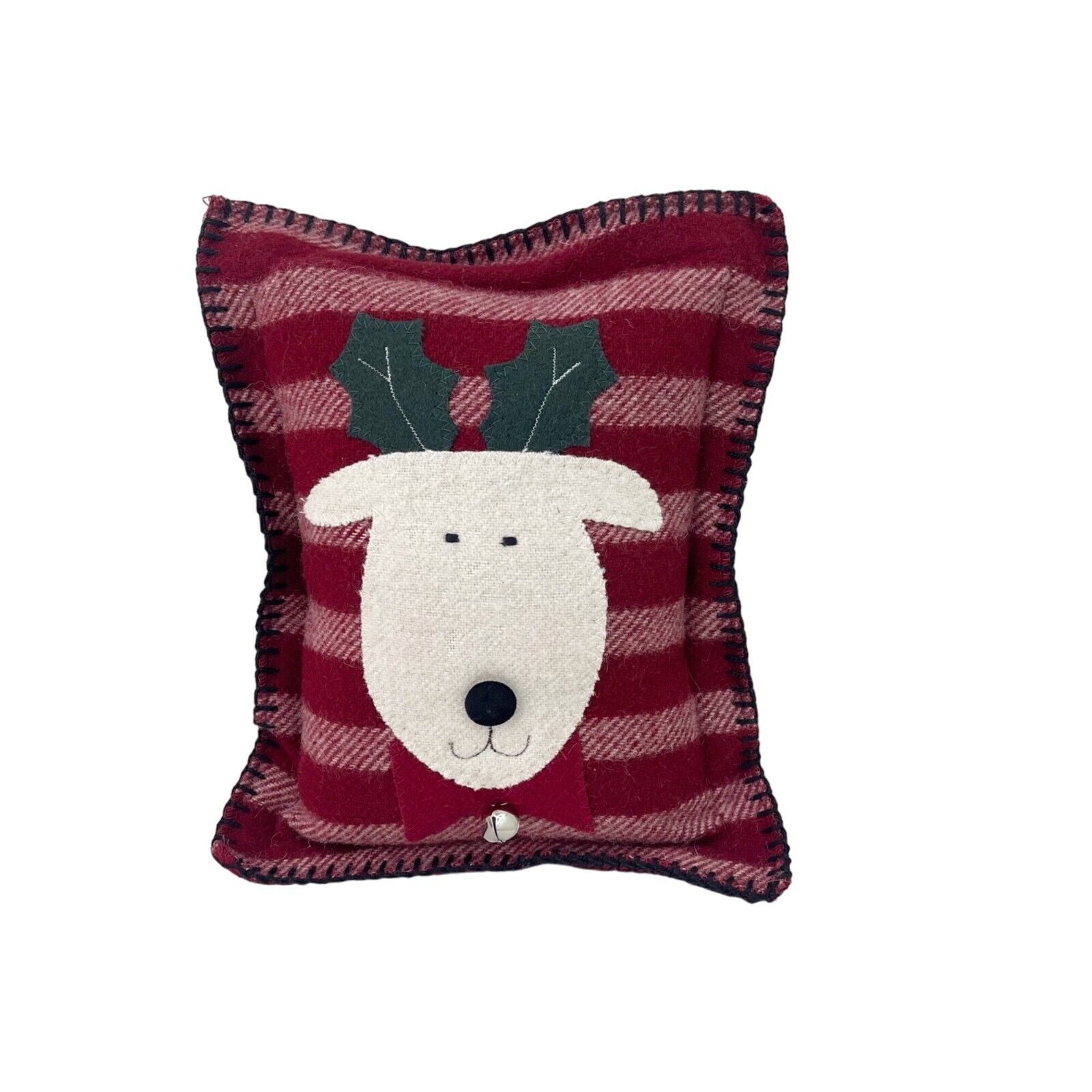 VTG 1999 Woof & Poof Dog Reindeer Applique Throw Pillow Christmas Holiday Decor