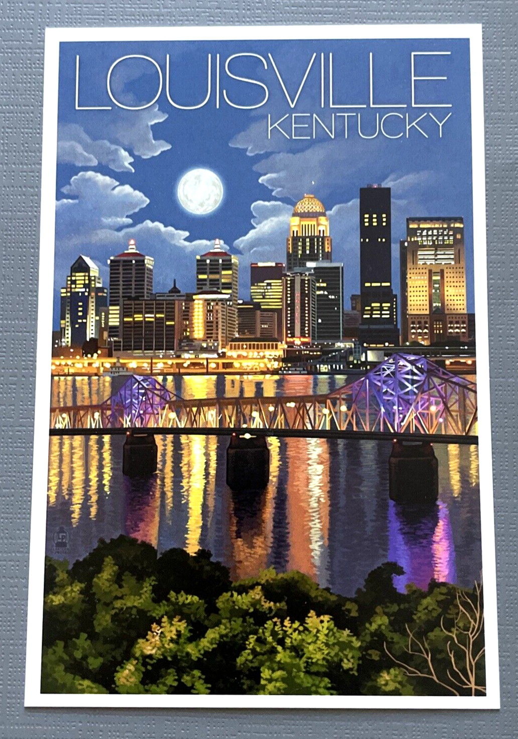Louisville, Kentucky - Skyline at Night - Lantern Press Postcard