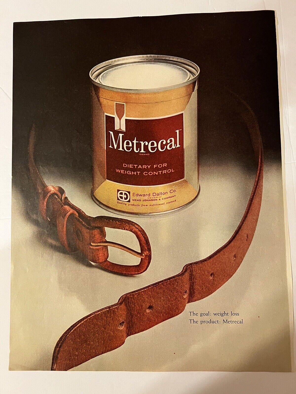 Vtg 1961 Metrecal Dietary for Weight Control Ad, Mead Johnson & Co, Ed Dalton