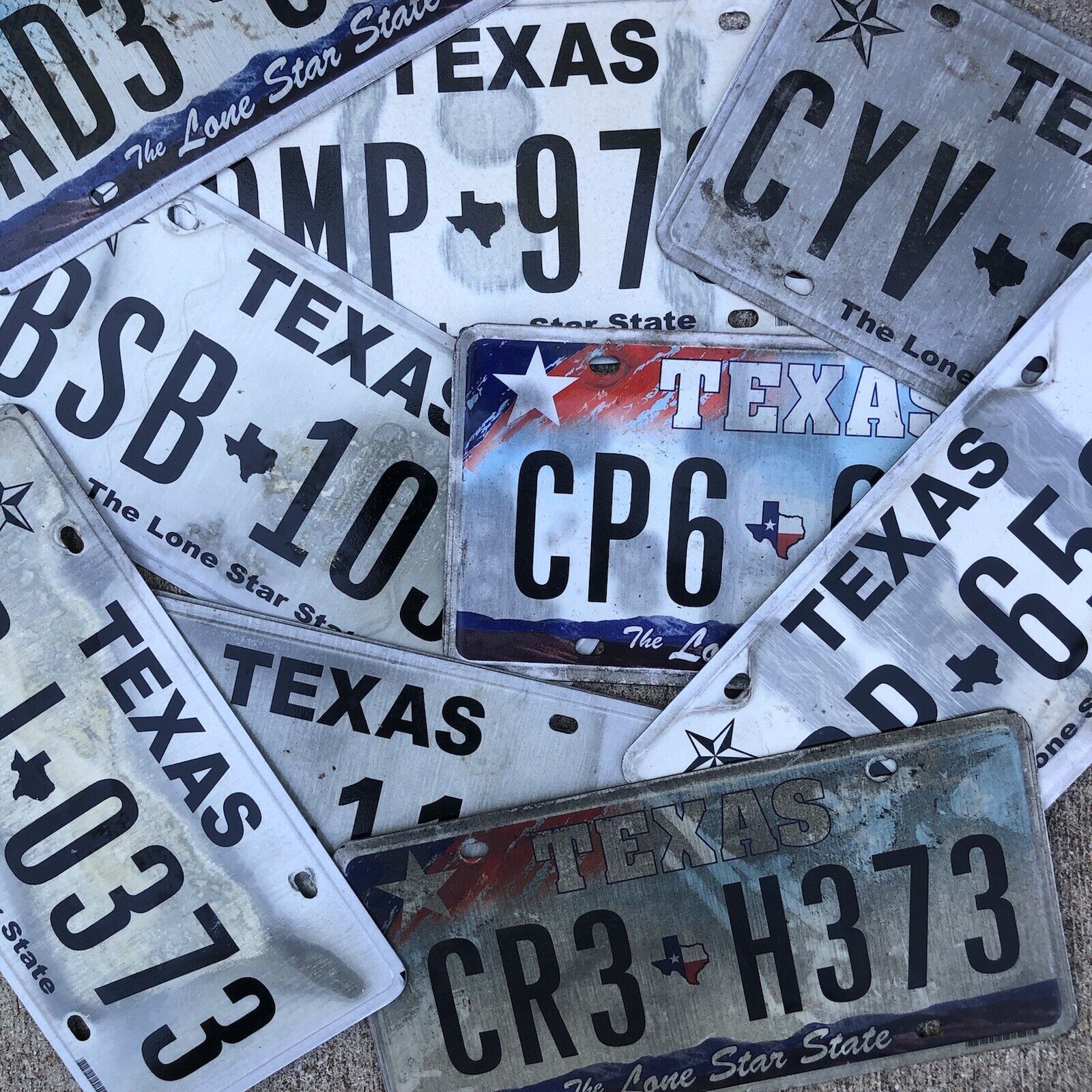 LOT OF 50 Collection MOST AWFUL (REALLY) Texas Flats License Plates USED/EXPIRED