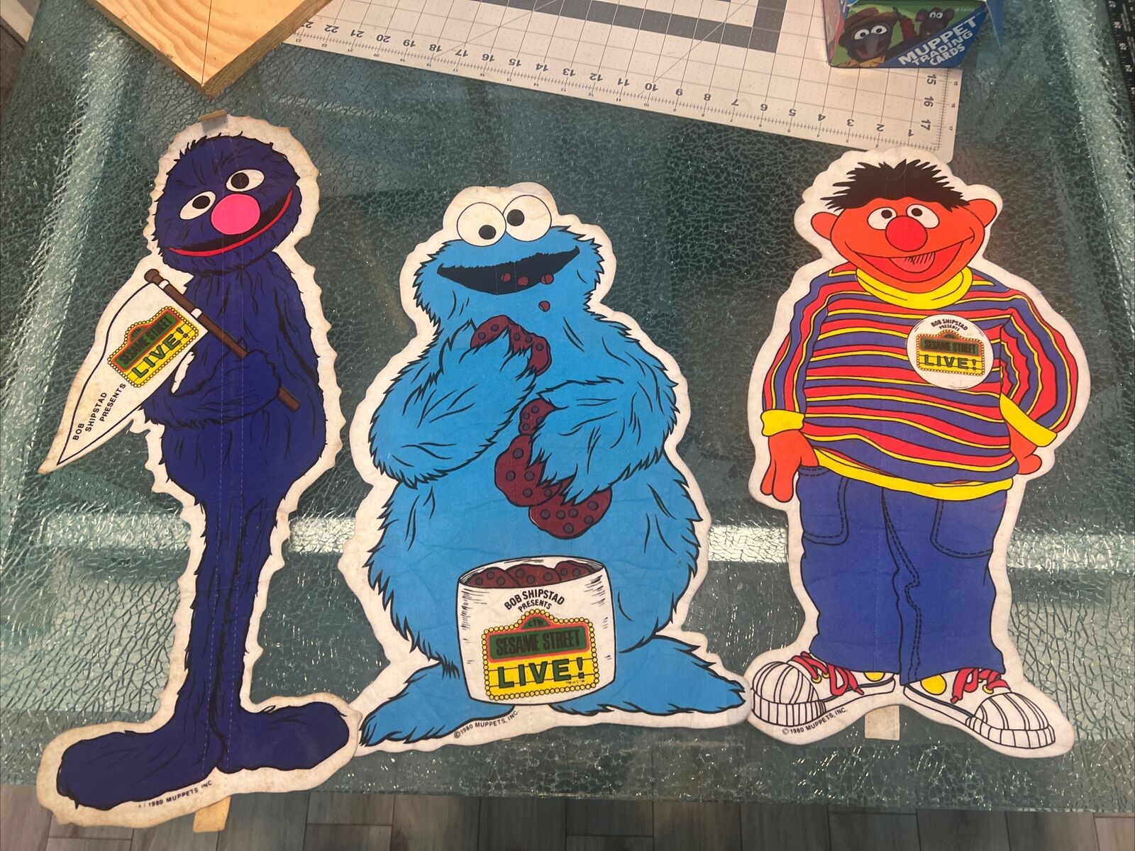 Vintage Sesame Street Live Souvenir Pennant Lot Of 3 Ernie, Cookie, Grover