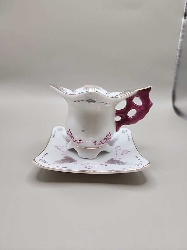 Vintage Hand Painted Miniature  Tea Cup & Saucer Porcelain Made In Japan-Unique