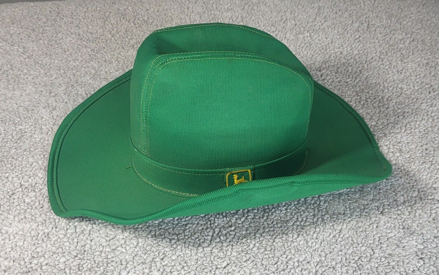 Vintage John Deere Logo Green Western Cowboy Hat Trucker Cap Farm Made USA  RARE