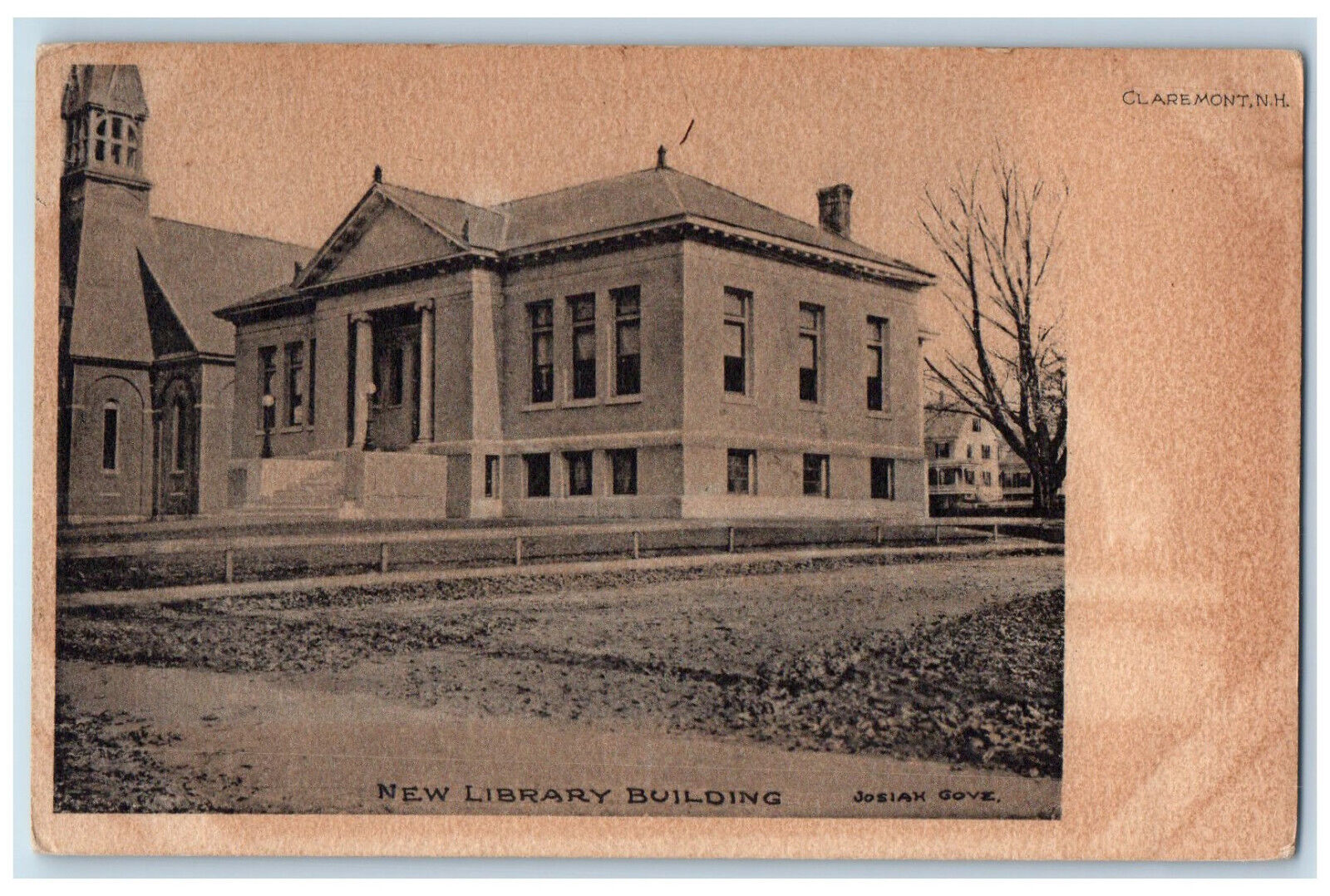 1907 New Library Building Claremont New Hampshire NH Posted Postcard