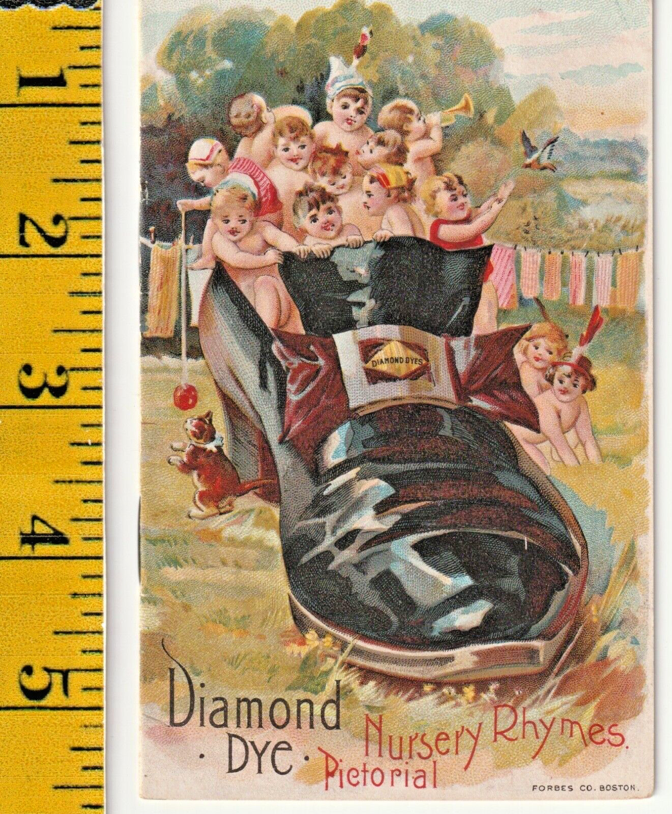 1890s DIAMOND DYE Advertising Nursery Rhymes Pictorial Color Lithographed, Witch