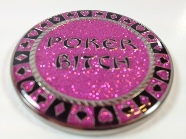 Poker Bitch Sparkling and Shiny Heavy Poker Card Guard Hand Protector NEW