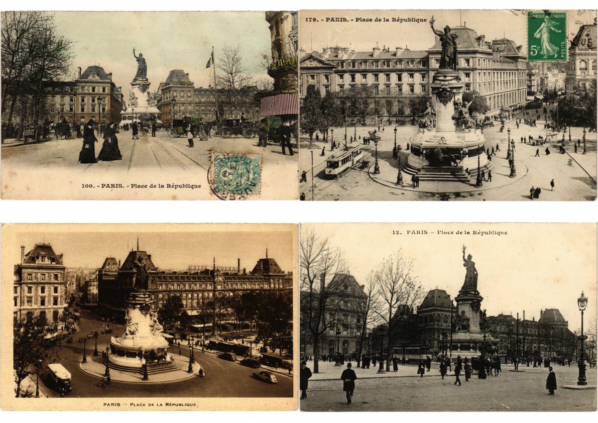 PARIS FRANCE PLACE DE LA REPUBLIQUE 66 Vintage Postcards (L2482)