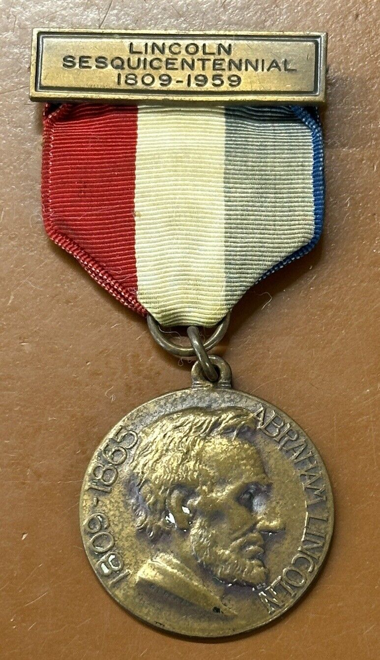 1959 Abraham Lincoln Sesquicentennial Ribbon Medal Pin Boy Cub Scouts - TCCCX
