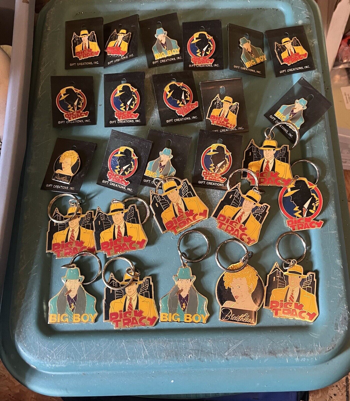 Vintage Keychain  & Pins, Dick Tracy Gift Creations Lot Of 25