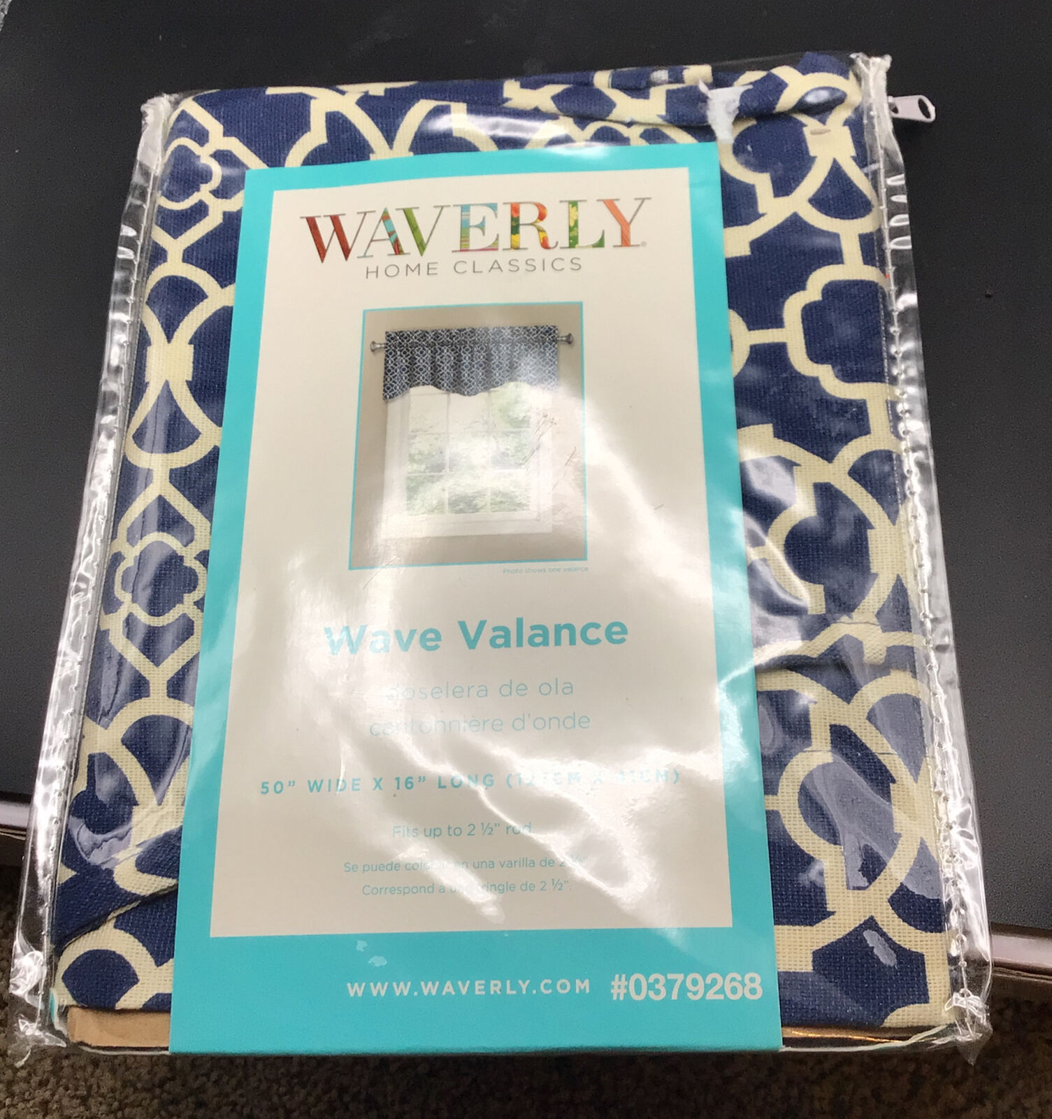 New Waverly Home Classics Wave Window Valance Lovely Lattice Indigo Blue 50”x16”