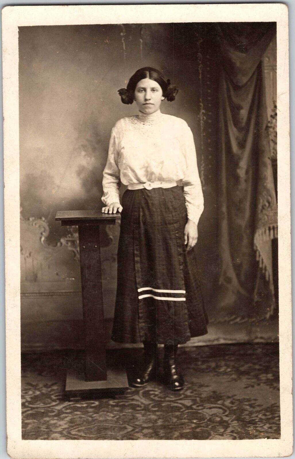 1913 Richwood, West Virginia Girl w/ Boots and Strange Hair RPPC Post Card