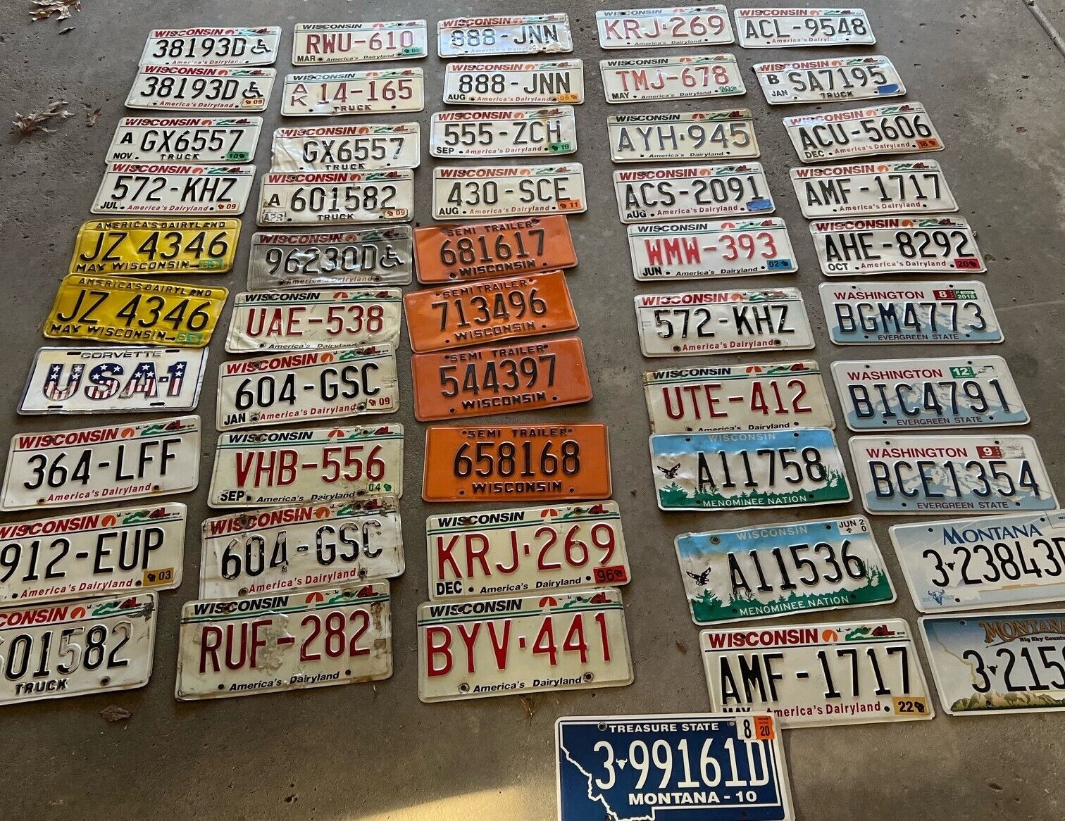 Lot of 50 Wisconsin (most) Tribe of Indians, Semi Truck 888 555 License Plates