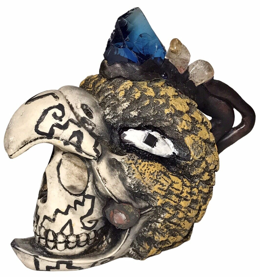 Aztec Eagle Warrior Skull Art Mexico Souvenir Hand Painted 6\