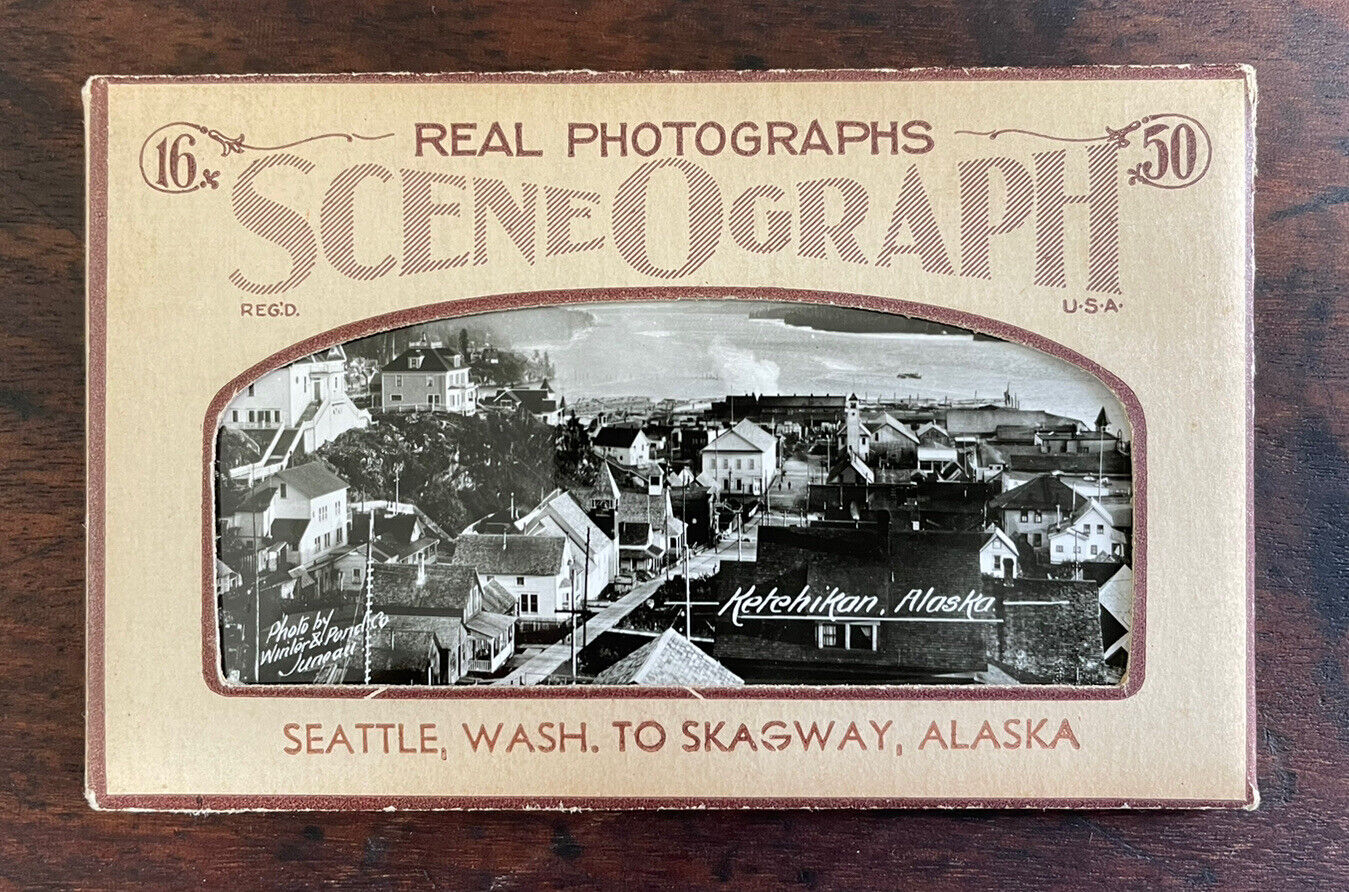 Seattle Washington to Skagway Alaska 16 Photos Set Sceneograph Envelope Postcard